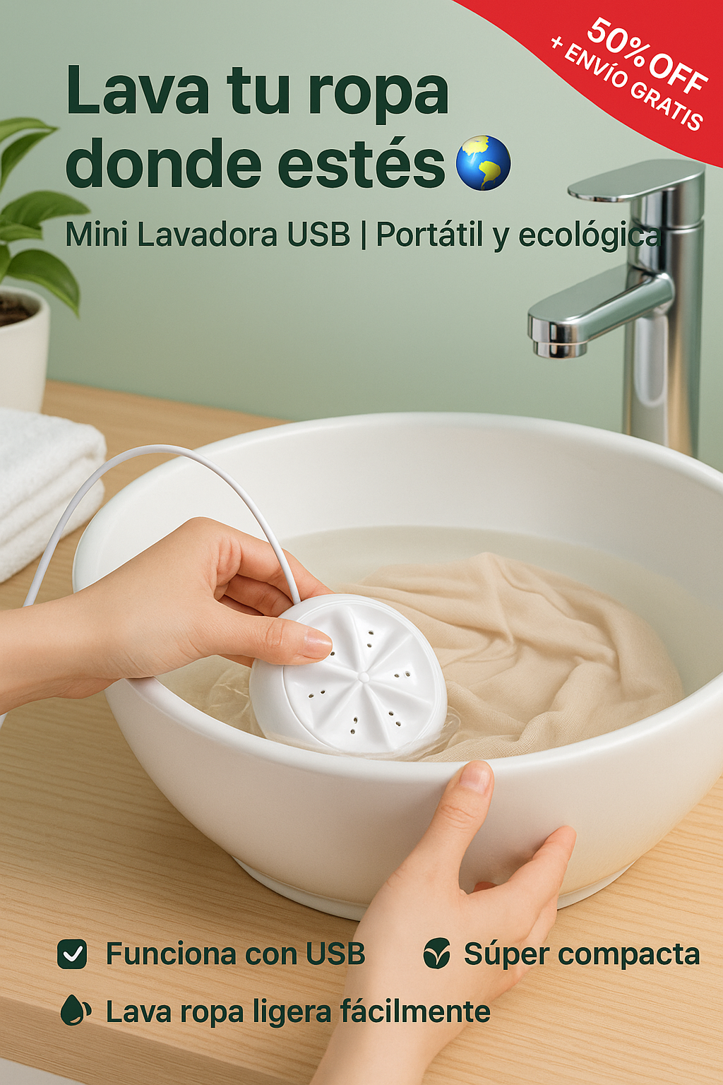 Mini Lavadora Portátil USB – Lava sin esfuerzo donde estés